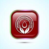 Dermatologically tested icon design, dermatology test and dermatologist clinic icon, Red Color Square Button Design vector
