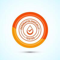 Dermatologically tested icon design, dermatology test and dermatologist clinic icon, Orange Color Button Design vector