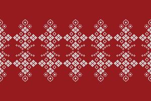 Fabric pattern red background motif color pattern cross stitch art. vector
