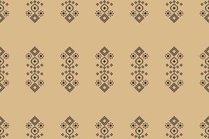 Fabric pattern brown background design motif color pattern cross stitch. vector