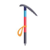 Climbing ice axe in flat design. Alpinism icebreaker with handle, trekking tool. illustration isolated. vector