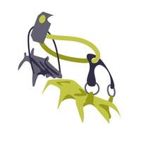 Climbing crampon in flat design. Alpinism tool with claws for shoes. illustration isolated. vector