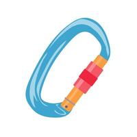 Climbing blue carabiner in flat design. Alpinism controller gear for rope. illustration isolated. vector