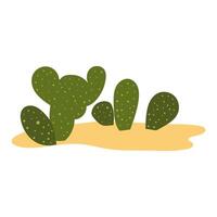 Desert cactus with spikes in flat design. Wilderness tropical succulent in sand. illustration isolated. vector