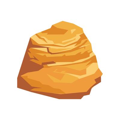Desert stone in flat design. Yellow sandy rock debris with rough texture. illustration isolated.