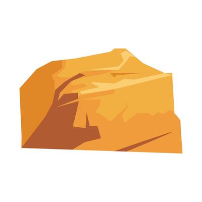 Desert rough stone in flat design. Wilderness sandy rocks or mountain. illustration isolated.