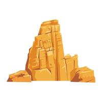 Desert rocks in flat design. Yellow sandy stone mountains with cliffs. illustration isolated. vector
