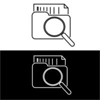 A magnifying glass and a folder icon vector