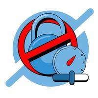 A no lock sign with a clock and a stop sign vector