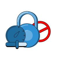 A lock and a clock are shown in a cartoon style vector