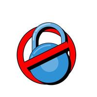A blue lock with a red circle in the middle vector