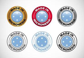 Made in Micronesia label icon with flag. Icon set for business, badge, seal, sticker, logo, and symbol vector