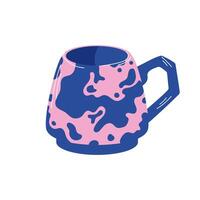 Elegant and stylish blue and pink abstract mug in flat style. Perfect design for kitchen decor, cafe and menu. Isolated on a white background. vector
