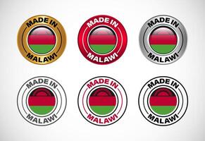 Made in Malawi label icon with flag. Icon set for business, badge, seal, sticker, logo, and symbol vector