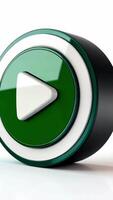 Green play button rotating with white background video