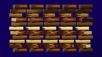 VJ seamless loop. Rotating Golden shapes on dark blue background. 3d render. video