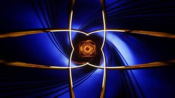 Abstract seamless neon blue yellow psychedelic hypnotic VJ loop background. 3D graphics for music stage transition, shows, retro, hitech. video