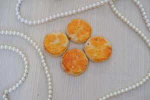 peanut cookies on a wooden table photo