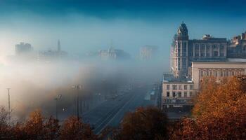 View of the city shrouded in smog photo