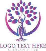 Dna helix icon illustration human and tree design logo template vector