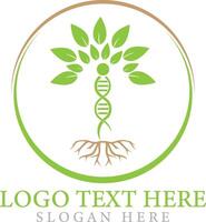 Dna helix icon illustration with human tree design logo creative template vector