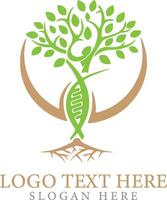 Natural tree life logo template with Dna molecule helix icon and root illustration design vector