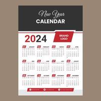 2024 Wall Calendar Design, Wall Calender Design Template 2024, Simple, Clean, All In One. Free vector
