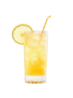 Bourbon Lemonade with bourbon, lemon, and sugar, golden amber and clear tones, isolated on transparent background, dynamic png