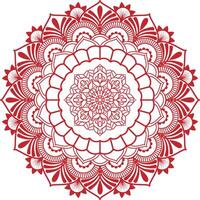 Round mandala on white isolated background in red color with floral patterns Yoga template Elegant ornamental vector