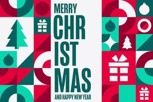 Merry Christmas and Happy New Year. Holiday concept. Template for background, banner, card, poster with text. vector