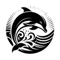 Black silhouette sketch of a dolphin vector