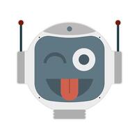 Robot face winks and laughs. illustration. vector