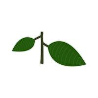 Cartoon two leaves on a branch. illustration. vector