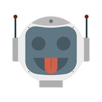 Robot face laughs with tongue hanging out. illustration. vector