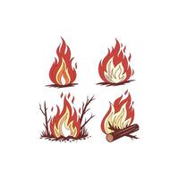 Four different types of fire and logs vector
