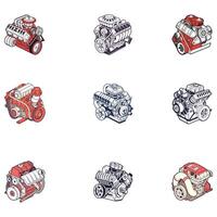 A set of different types of engines vector