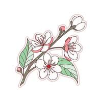A sticker with a cherry blossom on it vector