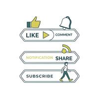 Like, comment, share, subscribe buttons vector