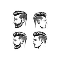 Four different hairstyles for men with beards vector