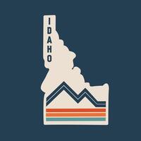Idaho State Outline with Retro Line Mountain Design vector