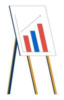 Whiteboard with bar chart showing growth 2D cartoon object. Business data representing successful development isolated element flat clipart on white background. Spot illustration vector