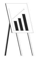 Whiteboard with bar chart showing growth black and white 2D line object. Business data representing successful development isolated clip art outline item. Monochromatic spot illustration vector