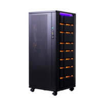 High-Performance Server Rack with LED Indicators on Wheels png