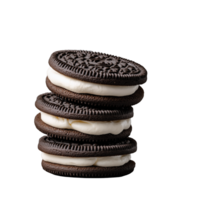 Stack of Chocolate Sandwich Cookies with Cream Filling png