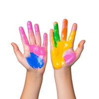 Vibrant Painted Hands Displaying Colorful Artistic Expression png
