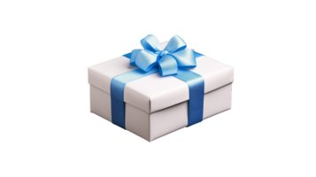 Box with blue ribbon on transparent background png