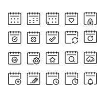 Calendars thin line icon set. Outline symbol collection vector