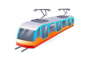 Tram illustration realistic in 3D style. vector