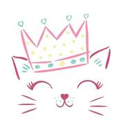 Illustration of a stylized kitten face. Art in a minimalist and delicate style. vector