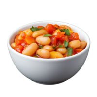 Bowl of bean salad on transparent background png